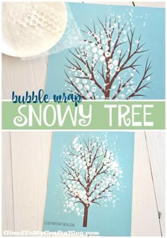 the snow tree craft is made with bubble wrappers and glue on it's sides