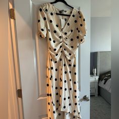 Brand New A New Day Polka Dot Dress Super Cute Beige Dress With Black Polka Dots. High Low Style Bought For $35, Price Is Firm! Beige Dress, Beige Dresses, Black Polka Dot, Polka Dot Dress, Dot Dress, A New Day, Black Cream, Day Dresses, New Day