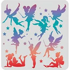 the silhouettes of various fairy tinkerbells are shown