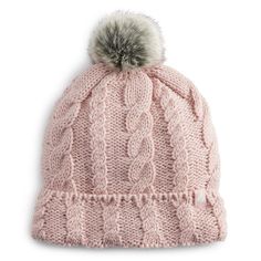 Keep her noggin cozy and warm with this girls' Heat Holders cable-knit heatweaver pom pom hat. Keep her noggin cozy and warm with this girls' Heat Holders cable-knit heatweaver pom pom hat. Pom pom top Cable knit HeatWeaver® lining traps warm air near the skin.FABRIC & CARE Acrylic, polyester Machine wash Imported Size: One Size. Color: Pink. Gender: female. Age Group: kids. Shoes Guide, Hat Pom Pom, Pom Pom Hat, Cable Knit, Fabric Care, Gender Female, Knitted Hats, Accessories Hats, Winter Hats