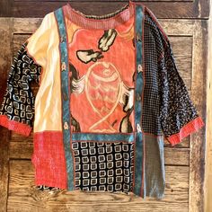 VTG 90s FESTIVAL TUNIC DRESS PHISH FISH MIX PRINT Hippie Boho Ethnic Vibe S/M/L Distressed Clothes, Distressed Outfit, 90s Festival, Women Tunic, Recycled Sweater, Hippie Chick, Phish, Women Tunic Tops, Big Fish