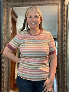 A sweet and comfortable tee for a not so simple look. Simple Look, Stripe Tee, Love To Shop, Striped Tee, A Woman, Fashion Blogger, Organic Cotton, Boutique, Women's Top