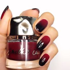 This vampy ombre is a subtle way to celebrate your inner goth. Nail Polish Colors Summer, Ombre Manicure, Summer Nail Polish, Beautiful Nail Polish, G Nails, Red Nail Designs, Red Ombre, Ombre Hair Color