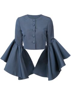 Blue Cropped Jacket, Stile Hijab, Unique Blouse Designs, Unique Blouse, Trendy Blouses, Trendy Blouse Designs