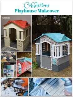 a collage of photos showing different types of play house makeovers and how to use them