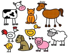 an image of farm animals on white background