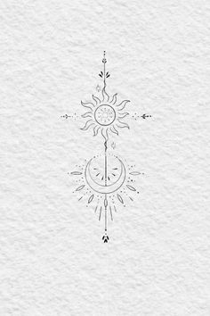 the sun and moon are drawn on white paper