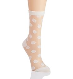 fits most. MeMoi Women's Sheer Polka Dot Crew Sock in White (MWF-076) | HerRoom.com Crew Sock, Crew Socks, Cotton Spandex, Hosiery, Polka Dot, Polka Dots, Dots, Socks, Free Shipping