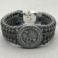 ad eBay - Iwo Jima bracelet | Graphite & Navy Blue/White - Buy Now, click the link (eBay) Adjustable Durable Silver Bracelet, Adjustable Silver Bracelet For Outdoor, Durable Braided Bracelet For Gift, Durable Braided Bracelet For Gifts, Adjustable Silver Round Wristband, Adjustable Gray Bracelet Jewelry, Adjustable Gray Bracelet, Vintage Silver Jewelry For Outdoor, Adjustable Gray Sterling Silver Jewelry