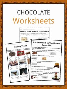 chocolate worksheets for kids to help them learn how to make their own desserts