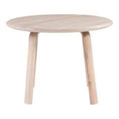 a small wooden table with two legs and a round top on an isolated white background