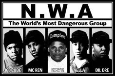 the world's most dangerous group is featured in this black and white ad for nwa