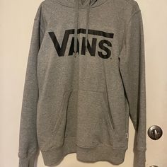 Gray Vans Hoodie. Size Extra Small, But Also Would Fit A Small. Excellent Condition, Never Worn. Casual Hoodie With Logo Print For Fall, Casual Fall Hoodie With Logo Print, Vans Long Sleeve Sweatshirt For Streetwear, Vans Streetwear Hoodie, Vans Sporty Streetwear Sweatshirt, Vans Sporty Hoodie For Streetwear, Vans Cotton Hoodie For Streetwear, Vans Sporty Sweatshirt For Streetwear, Vans Hoodie Sweatshirt For Streetwear