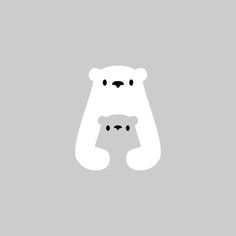 two bears are standing next to each other on a gray background, with the same bear's head in front of them