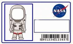 a nasa id card with an astronaut's space suit on it