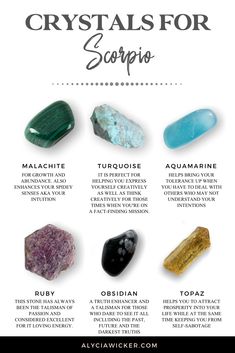 The stones for Scorpio are about power because let's face it, you're a powerhouse. The Scorpio birthstones are Topaz and Aquamarine to help you attract wealth and do a bit of relaxing, respectively. #healingcrystals #crystals #astrology #scorpio Stone For Scorpio