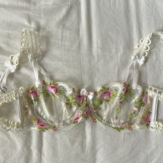 Beautiful White Floral Embroidered Bra From For Love And Lemons Style No Longer Sold, Really Amazing Piece Nwt Size S For Love And Lemons Bra, Fitted Floral Embroidery Bra, Spring Wedding Bra With Lace Trim, Sheer White Lace Bra, White Sheer Lace Bra, Sheer White Wedding Bra, White Sheer Wedding Bra, Spring Wedding Underwire Bra, Floral Bras