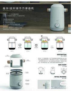 an advertisement with instructions on how to use the coffee maker in chinese and english language