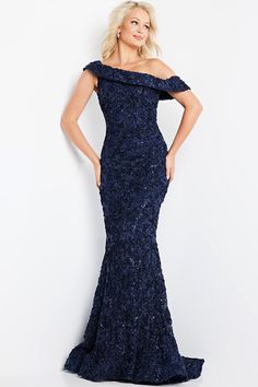 Jovani 09766 Motif Soutache, Off Shoulder Evening Dress, Lace Evening Gowns, Unique Prom Dresses, Red Evening Dress, Dress Images, Lace Evening Dresses, Mermaid Skirt, Navy Lace