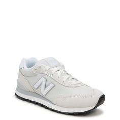 Enjoy the retro-inspired styling of these women’s New Balance 515 reflection white/aluminum grey casual sneakers. Crafted with suede, mesh, and synthetic upper, these casual kicks sport a round toe and lace-up closure. The lightweight EVA foam cushioned midsole and heel lends long-lasting comfort while a NB Comfort Insert offers additional cushioning. A durable rubber outsole provides traction. The heritage-inspired design is timeless. | New Balance Women's 515 Sneaker in Reflection White/Alumin New Balance White Mesh Sneakers, New Balance Sneakers For Light Sports With Perforations, New Balance Sneakers With Perforations For Light Sports, White New Balance Running Shoes With Perforations, White New Balance Sneakers For Jogging, New Balance Sneakers With Perforations For Jogging, White New Balance Lace-up Sneakers, New Balance Running Shoes With Perforated Toe Box, New Balance Lace-up Running Shoes With Perforated Toe Box