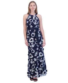 in stock Halter Neck Gown, Sleeveless Gown, Eliza J, Floral Applique, Floral Sleeveless, Halter Neck, Top Brands, Dry Clean, Luxury Fashion