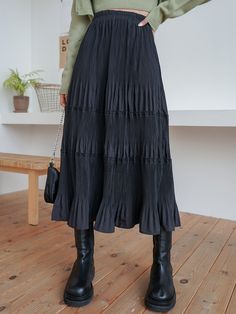 Ruffle Skirts For Women, Black Ruffled Dress Outfit, For Days Clothing, Trendy Shoes For Women Casual Work, Summer Fashion Skirts, Fall Midi Skirts, Long Fall Skirts, Midsize Maxi Skirt, Fall 2022 Skirts