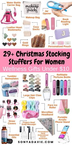 christmas stocking stuff for women with text overlay