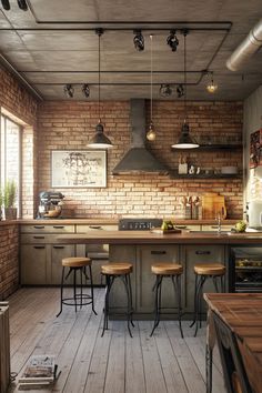 ♥️ Looking to add some industrial flair to your kitchen design? 🏭 Dive into this small rustic kitchen with stainless steel elements and concrete countertops. Perfect for urban homes and current trends in industrial decor. Get inspired! 🌿🍽️ #IndustrialKitchen #RusticDesign #UrbanHome #StainlessSteel #ConcreteCountertops #IndustrialDecor 🏠 Loft Kitchen Ideas, Loft Apartment Kitchen, Loft Kitchens, Warehouse Kitchen, Modern Grey Kitchen, Two Tone Kitchen Cabinets, Industrial Style Interior, Серая Кухня, Industrial Kitchen Design