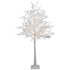 an artificial tree with white lights on it