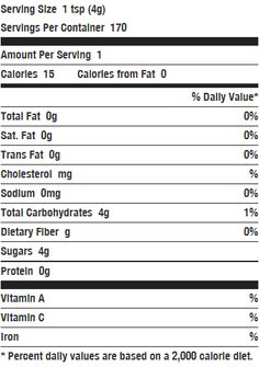 the nutrition label for calories and calories are shown in this table top view