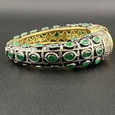 Stylish Traditional Adjustable Kundan Imitation Green Sapphire Bangle Bracelet  | eBay