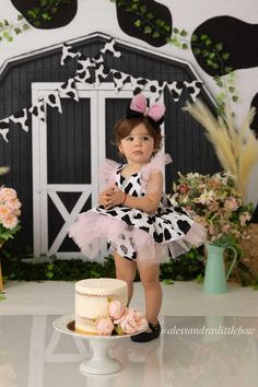 Vaquita Skirted Romper – AlessandrasLittleBow Pink Barnyard Party, Party Outfit Halloween, Cow Print Birthday, Farm Animal Birthday Party, 2nd Birthday Party For Girl, Barnyard Birthday Party, Farm Theme Birthday, Farm Animals Birthday Party