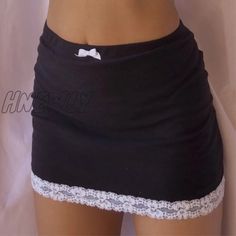 Hnewly Summer New Vintage Sweet Bow Lace Trim Aesthetics Sexy High Waist Black Skirts Y2K Mini Skirts Y2k, Summer Mini Skirt, Skirt Streetwear, Black Skirts, Skirt Y2k, Stylish Skirts, Wrap Around Skirt, Elegant Skirt, Body Con Skirt