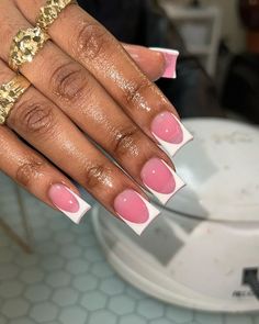 Nude Pink Nails With Rhinestones, Curved Nails, Hard Nails, Drip Nails, Colored Acrylic Nails, Girly Acrylic Nails, French Tip Acrylic Nails, French Acrylic Nails, Short Square Acrylic Nails