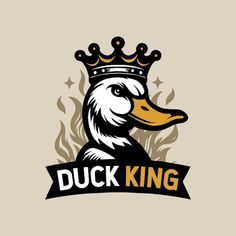 the duck king logo with a crown on it's head