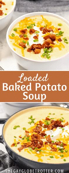 loaded baked potato soup with bacon and sour cream