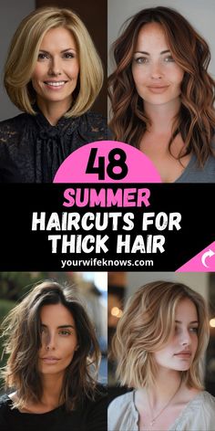 As the summer season rolls in, the desire to keep your thick hair manageable, stylish, and comfortable becomes a top priority for many. Thick hair, while voluminous and beautiful, can also pose a challenge during the hotter months when humidity and heat come into play. This guide explores a variety of summer haircuts perfect for... Haircuts 2024 Women Trends, Hair Styles Thick Wavy Hair, Haïr Cut For Thick Wavy Hair, Mom Cut Thick Hair, Summer Haircuts For Medium Hair, Summer Haircuts 2024, Hair Styles For Thick Wavy Hair, Medium Haircuts For Thick Hair, Best Haircuts For Thick Hair