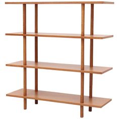 a wooden shelf with three shelves on each side