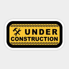 an under construction sign on a white background