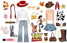 a group of items that include clothing, shoes and accessories for the character toy story