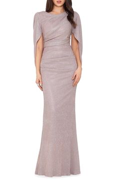 Betsy & Adam Cape Sleeve Trumpet Gown | Nordstrom Petite Gowns, Cape Sleeve Dress, High Low Gown, Mother Of The Bride Dresses Long, Cape Gown, Long Sleeve Evening Gowns, Mother Of Groom Dresses, Trumpet Gown, Long Sleeve Gown