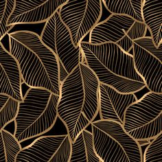 gold leaves on black background art print