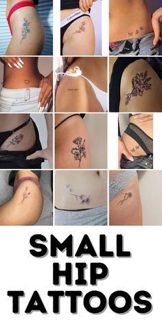 small hip tattoos on the back of women's butts, with flowers and leaves