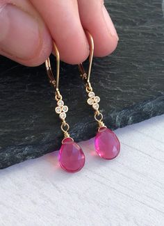 Pink Gemstone Teardrop Earrings, Pink Minimalist, Multiple Earrings, Pretty Jewelry Necklaces, Silver Gift Wrap, Tourmaline Earrings, Rose Quartz Earrings, Teardrop Dangle Earrings, Labradorite Earrings