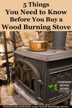 a stove with the words 5 things you need to know before you buy a wood burning stove