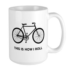 this is how i roll bicycle large coffee mugs set of 2, 11oz