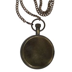 an antique pocket watch is hanging from a chain on a white background with clippings