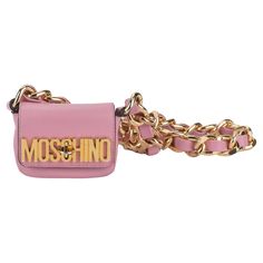 Moschino preloved bubble pink leather mini bag, heavy duty gold chain and front logo. Minor tarnish on turn lock. Little scratch in a corner as in photo. Shoulder strap drop 20”. Pink Mini Bag, Moschino Bags, Leather Mini Bag, High Fashion Outfits, Pink Mini, Big Kid, Pink Leather, Leather Mini, Fashion Handbags