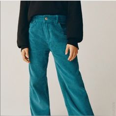 Adorable Wide Leg Corduroy Pants From Zara. Teal Color. Adjustable Waistband. Size: 9years. Nwt *Bundle Two Or More Kids Items For Savings * Teal Corduroy Pants, Teal Corduroy Pants Outfit, Color 2025, Wide Leg Corduroy Pants, Thrift Wishlist, Zara Wide Leg Jeans, Corduroy Pants Outfit, Teal Pants, Thick Tights