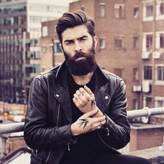 Chris John Millington - full thick dark beard and mustache beards bearded man men mens' style clothing model fashion winter tattoos tattooed bearding #beardsforever Winter Tattoos, Bart Styles, John Millington, Chris John, Clothing Model, Full Beard, Beard Tattoo